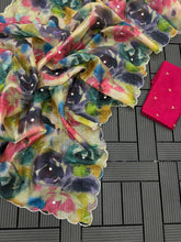 Kota-Doria Saree With Blouse And Embroidery Work